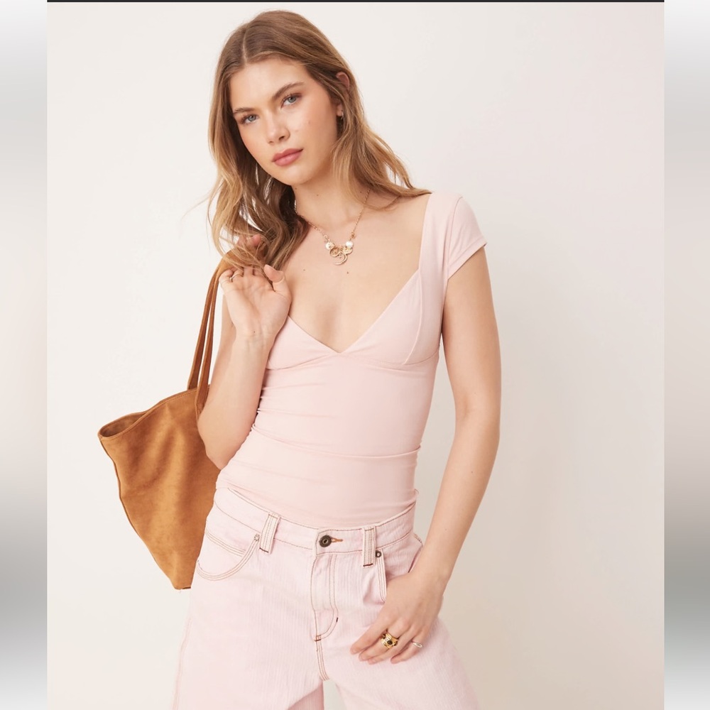 $48 Free People duo corset cami top in ballet pink Size XL